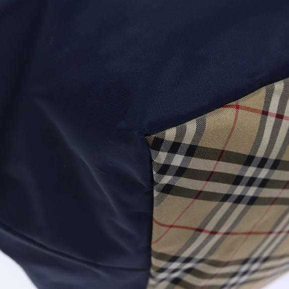 BURBERRYSs Nova Check Blue Label Tote Bag Nylon Navy Beige Auth bs13707 - Picture 9 of 16